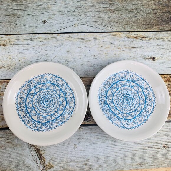 Mary & Martha 2016 NEW MERCIES White Blue Floral Design Cups and Saucers Set 2 - Picture 2 of 11